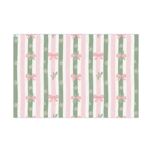Bow Gift Wrap Sage Vintage Holiday Magic - Dipaliz - 29’’ x 20’’ / Satin - Wrapping Paper