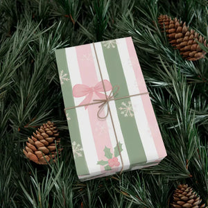 Bow Gift Wrap Sage Vintage Holiday Magic - Dipaliz - Wrapping Paper