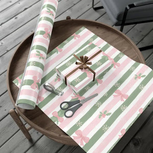 Bow Gift Wrap Sage Vintage Holiday Magic - Dipaliz - Wrapping Paper