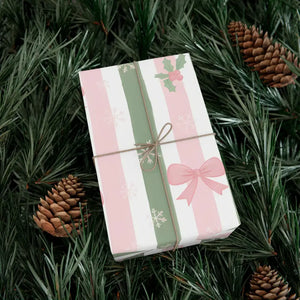 Bow Gift Wrap Sage Vintage Holiday Magic - Dipaliz - Wrapping Paper