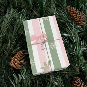Bow Gift Wrap Sage Vintage Holiday Magic - Dipaliz - Wrapping Paper