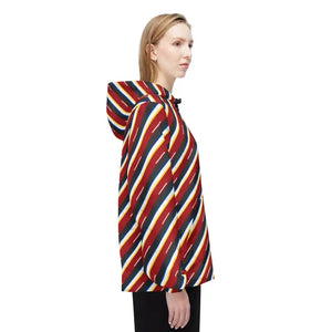 Outerwear - Striped Retro Windbreaker - Bold Diagonal Red Navy Gold - Dipaliz