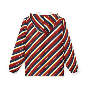 Outerwear - Striped Retro Windbreaker - Bold Diagonal Red Navy Gold - Dipaliz