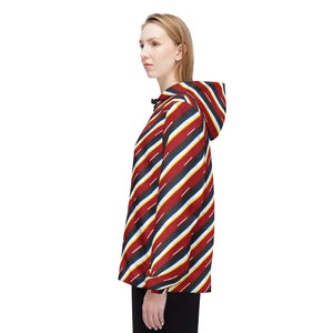Outerwear - Striped Retro Windbreaker - Bold Diagonal Red Navy Gold - Dipaliz