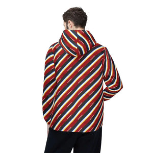 Outerwear - Striped Retro Windbreaker - Bold Diagonal Red Navy Gold - Dipaliz
