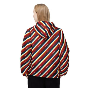 Outerwear - Striped Retro Windbreaker - Bold Diagonal Red Navy Gold - Dipaliz
