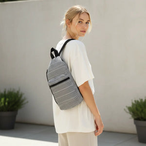 Striped Sling Bag Casual Crossbody Daypack - Dipaliz - Cross Body Bags