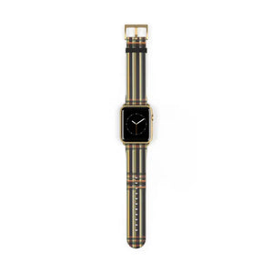 Striped Watch Band - Faux Leather Bold Style - Dipaliz - 42 - 45 Mm / Gold Matte - Bands