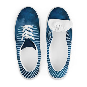 Navy Stripes Lace-up Canvas Shoes - Breathable Lining - Dipaliz