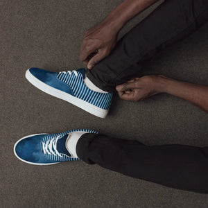 Navy Stripes Lace-up Canvas Shoes - Breathable Lining - Dipaliz