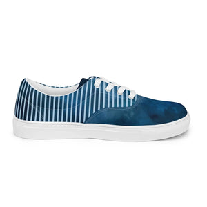 Navy Stripes Lace-up Canvas Shoes - Breathable Lining - Dipaliz