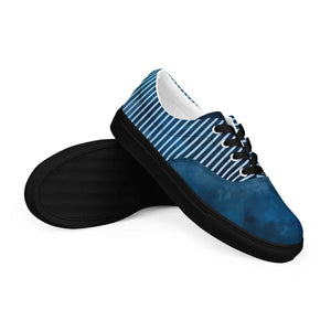 Navy Stripes Lace-up Canvas Shoes - Breathable Lining - Dipaliz