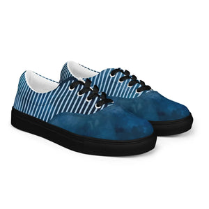 Navy Stripes Lace-up Canvas Shoes - Breathable Lining - Dipaliz