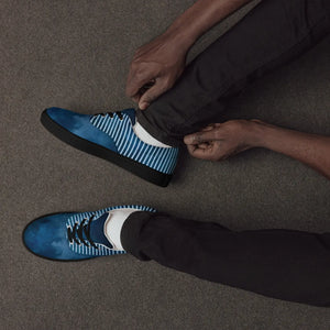 Navy Stripes Lace-up Canvas Shoes - Breathable Lining - Dipaliz