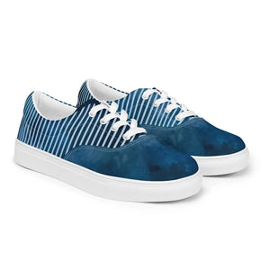 Navy Stripes Lace-up Canvas Shoes - Breathable Lining - Dipaliz