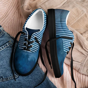 Shoes - Navy Stripes Lace-up Canvas - Lightweight Comfort - Dipaliz Black / 5