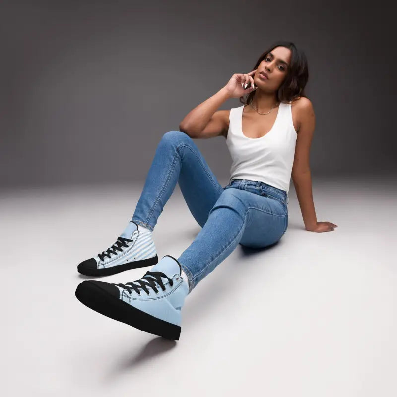 Step Up in Style with Stripes Refined Canvas High Tops - Black / 5 Shoes