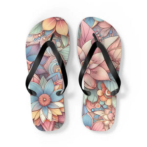 Flip Flops Black Pvc Strap Flowers Summer Style - Dipaliz - Slippers