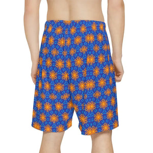 Men’s Sports Shorts Orange Pattern Performance Wear - Dipaliz