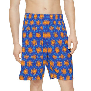 Men’s Sports Shorts Orange Pattern Performance Wear - Dipaliz - Xs