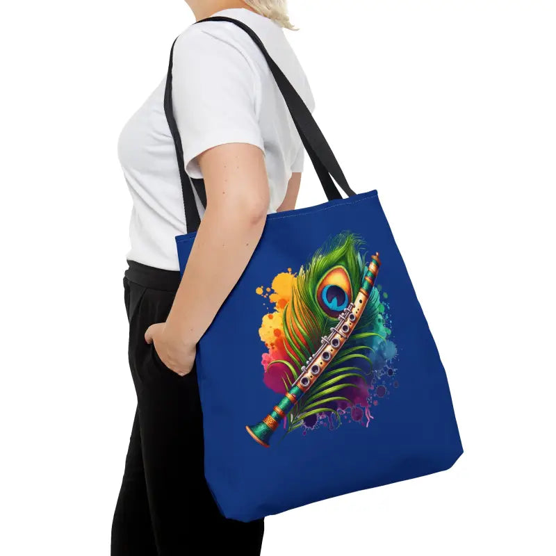 Peacock Flute Tote: Flaunt your Unique Style Everywhere! - Large Bags