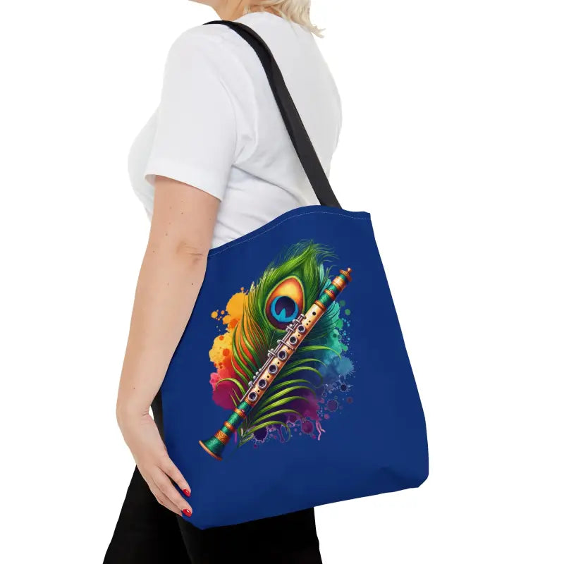 Peacock Flute Tote: Flaunt your Unique Style Everywhere! - Medium Bags