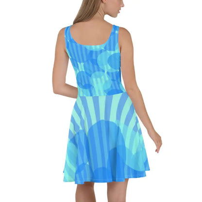 Turn Heads in an Electric Blue Wavy Stripes Skater Dress - Dresses