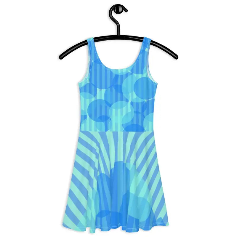 Turn Heads in an Electric Blue Wavy Stripes Skater Dress - Dresses