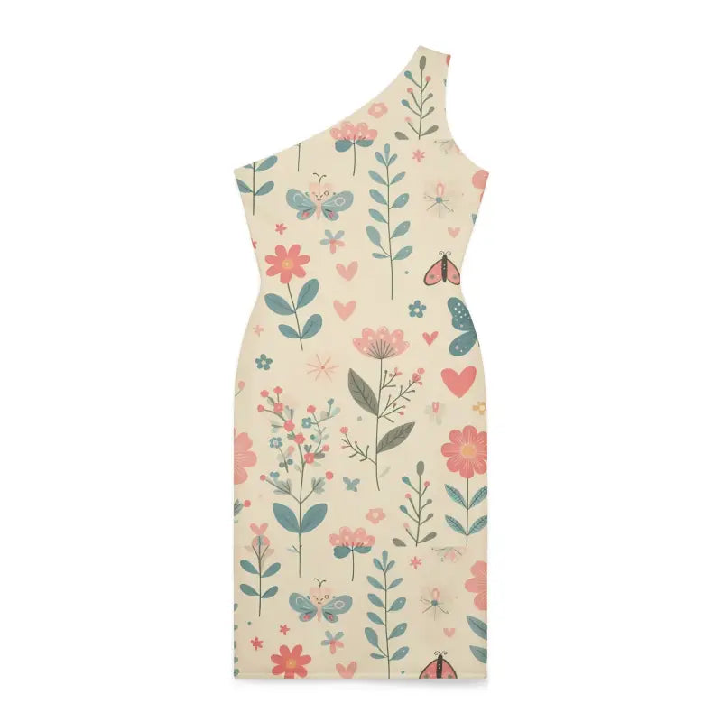 Chic Pastel Floral Dress with Stunning One-shoulder Design - Dresses