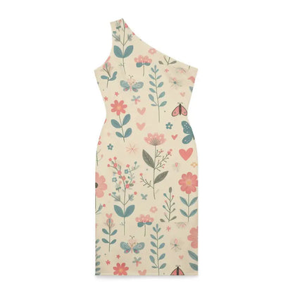 Chic Pastel Floral Dress with Stunning One-shoulder Design - Dresses