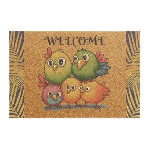 Cute Birds Doormat Coir Coconut Fiber Black Vinyl Backing Dipaliz - 24’’ x 16’’ - Door Mats