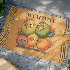 Cute Birds Doormat Coir Coconut Fiber Black Vinyl Backing Dipaliz - 24’’ x 16’’ - Door Mats