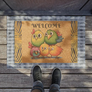 Cute Birds Doormat Coir Coconut Fiber Black Vinyl Backing Dipaliz - 24’’ x 16’’ - Door Mats