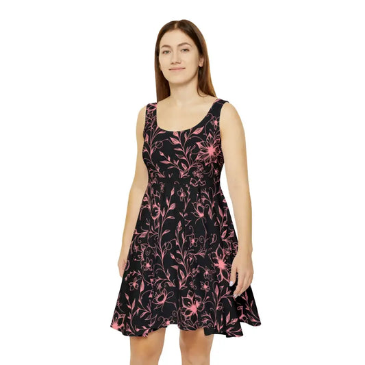 Vine-tastic Floral Skater Dress: Turn Heads with Style! - s All Over Prints