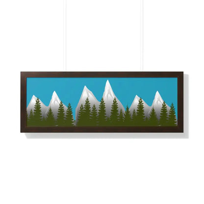 Transform your Space with a Framed Mountain Range Poster - 36″ x 12″ / Walnut