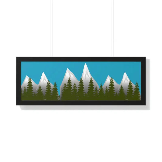 Elevate your Space: Stunning Framed Mountain Range Poster - 36″ x 12″ / Black