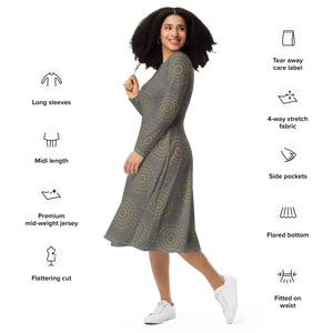 Long Sleeve Midi Dress - Elegant Sophistication - Dipaliz - Dresses