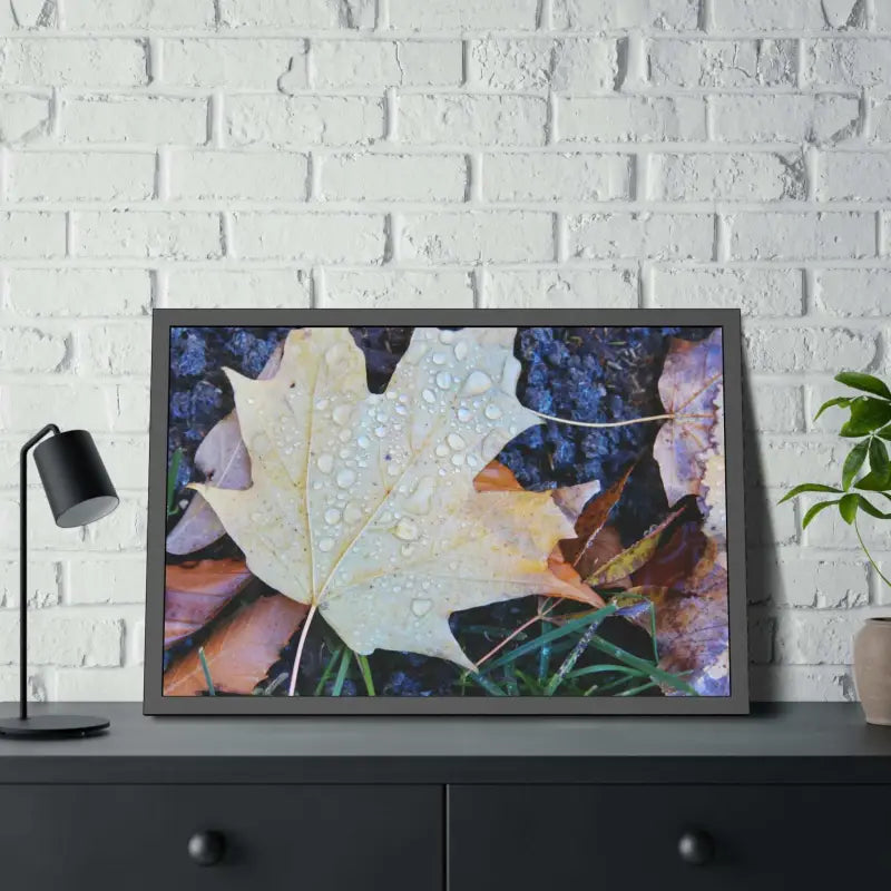 Drip-dazzling Maple Leaf Framed Posters: Nature’s Water Drop Magic - Poster