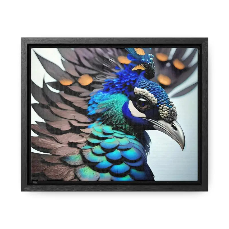 Elevate your Home with a Stunning Peacock Bird Canvas - 10″ x 8″ / Black / Premium Gallery Wraps (1.25″)