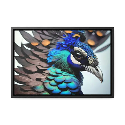 Elevate your Home with a Stunning Peacock Bird Canvas - 18″ x 12″ / Black / Premium Gallery Wraps (1.25″)