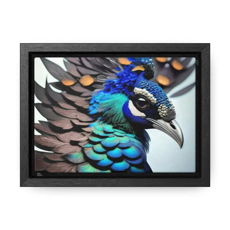 Elevate your Home with a Stunning Peacock Bird Canvas - 7’’ x 5’’ / Black / Premium Gallery Wraps (1.25″)