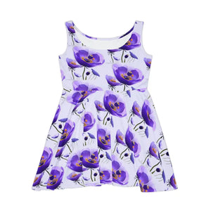 Purple Poppy Skater Dress - Vibrant Floral Style - Dipaliz - Dresses