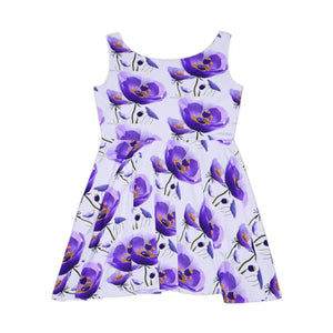 Purple Poppy Skater Dress - Vibrant Floral Style - Dipaliz - Dresses