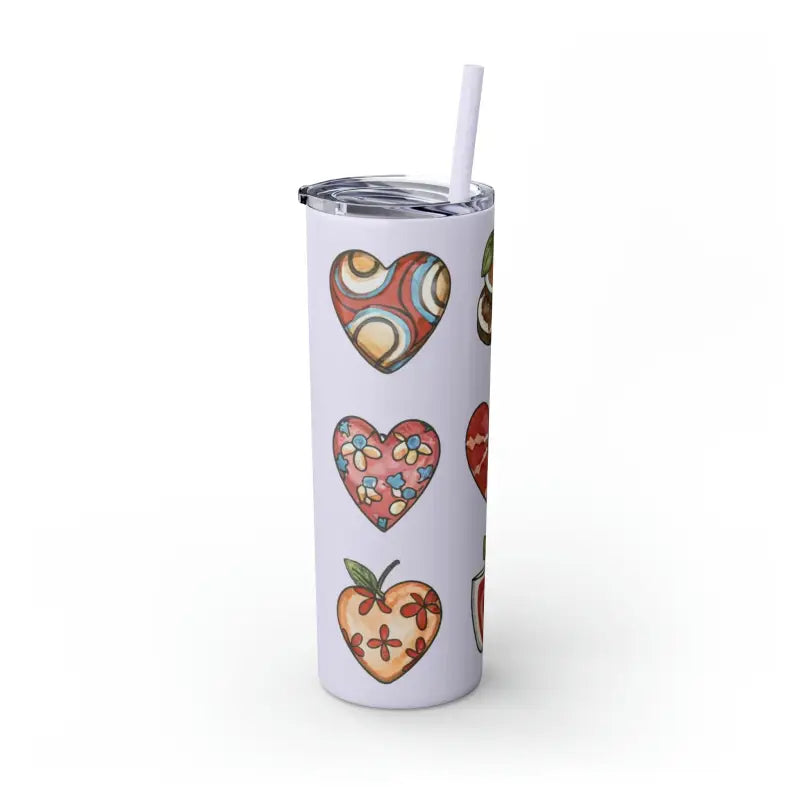 Sip Stylishly: Skinny Tumbler with Color Matching Straw - Glossy / Glitter Lilac / 20oz Mug