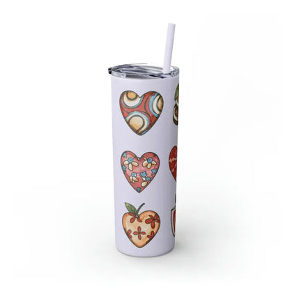 Sip Stylishly: Skinny Tumbler with Color Matching Straw - Glossy / Glitter Lilac / 20oz Mug