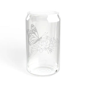 Butterfly on Rose Sipper Glass with Bamboo Lid - Dipaliz - Tumblers