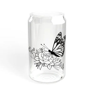 Butterfly on Rose Sipper Glass with Bamboo Lid - Dipaliz - Without Lid or Straw / 16oz - Tumblers