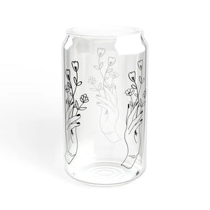 Chic 16oz Sipper Glass with Bamboo Lid Floral Fashion Tumbler - Dipaliz - Tumblers