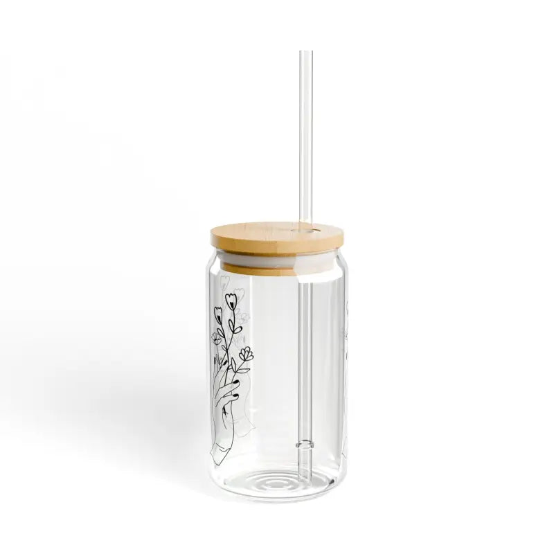 Sip in Style: Chic 16oz Sipper Glass with Bamboo Lid - Tumbler