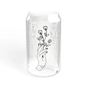 Chic 16oz Sipper Glass with Bamboo Lid Floral Fashion Tumbler - Dipaliz - Without Lid or Straw / Tumblers
